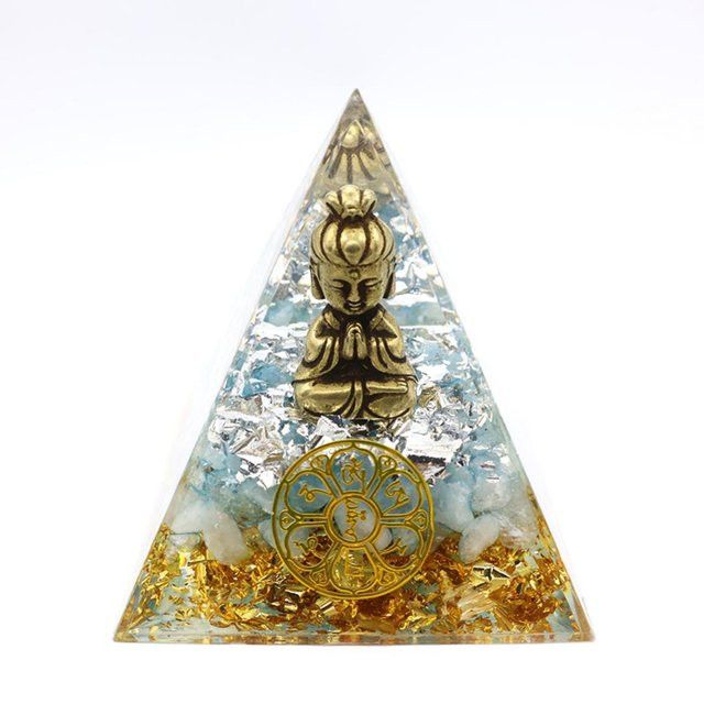 FENGSHUI-CAISHEN Guan Yin Statue als Pyramiden-Ornament aus Harz für deinen Schreibtisch - Bild 1