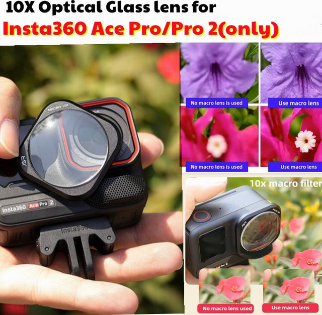 JSR HD Optisches Glas 10X Makro-Objektivfilter in Schwarz für Insta360 Ace Pro und Insta360 Ace Pro 2 Action-Kamera Zubehör - Bild 1