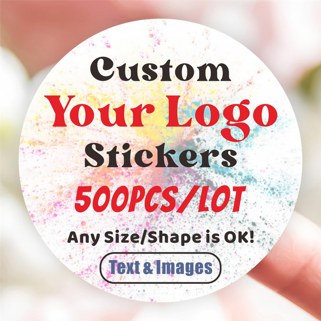 500 Stück personalisierte Aufkleber mit individuellem Logo für Hochzeit, Geburtstag oder Taufe aus Papier - Bild 1