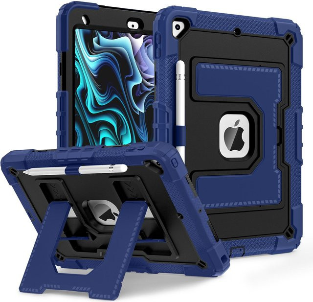 Stoßfeste Heavy Duty Schutzhülle für Apple iPad 10.2 (7., 8. und 9. Generation) mit integriertem Ständer in Schwarz, Blau, Grün oder Pink - Bild 1