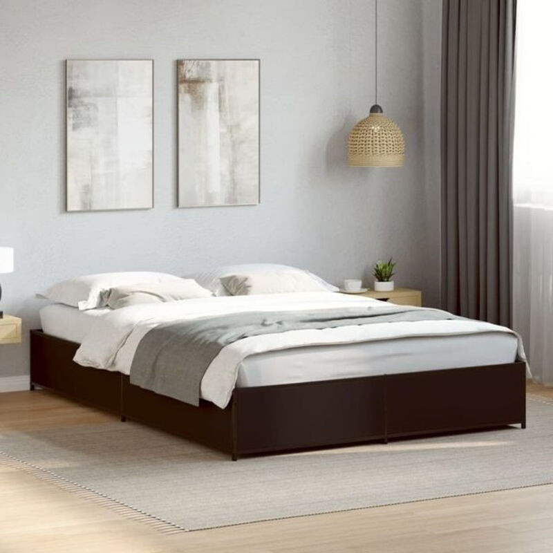 Bettgestell Vidaxl in Schwarz aus Holzwerkstoff und Metall mit minimalistischem Design, B/T: 120 x 200 cm - Bild 1