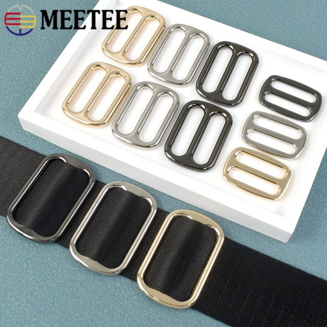Meetee Metall-Ringschnallen Set in Gold, 10 Stück, verstellbare Schnallen für Gürtel, Rucksack und Riemen, DIY-Zubehör 12-50mm - Bild 1