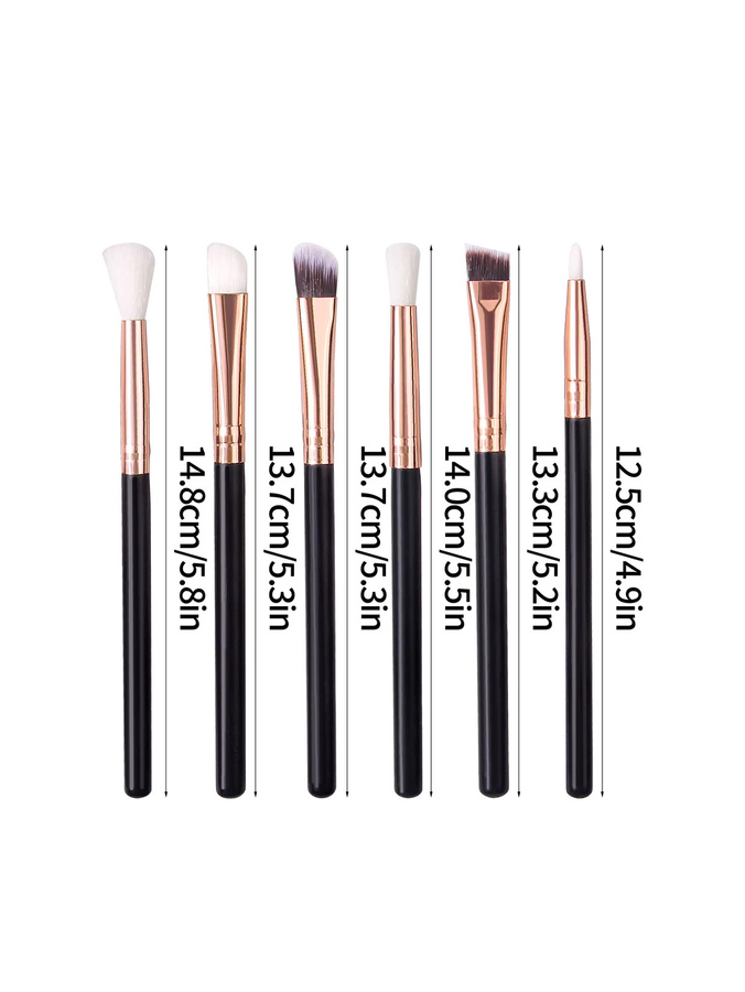6 Stück Augen-Make-up-Pinsel Set, Schwarz, Unisex - Bild 4
