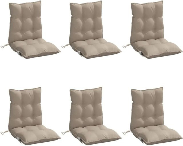 6er Set vidaXL Niedriglehner-Auflagen aus wasserabweisendem Oxford-Gewebe in Taupe/Beige - Bild 1