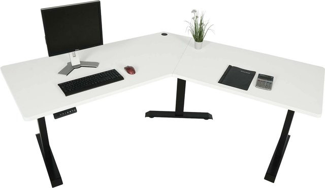 Elektrisch höhenverstellbarer Schreibtisch MCW-D40 Computertisch in Weiß und Schwarz - Bild 1