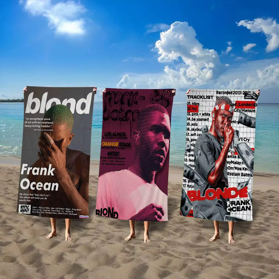 Singer A-Frank O-Ocean Mikrofaser Strandtuch mit Grafikprint, Mehrfarbig, Saugfähiges Handtuch für Yoga, Schwimmen und Sport - Bild 3