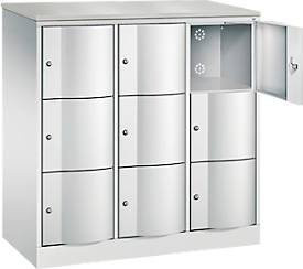 C+P Schließfachschrank Resisto mit 3 Abteilen und 9 Fächern, Lichtgrau, B/T/H: 114,8 x 54,0 x 125,5 cm - Bild 1