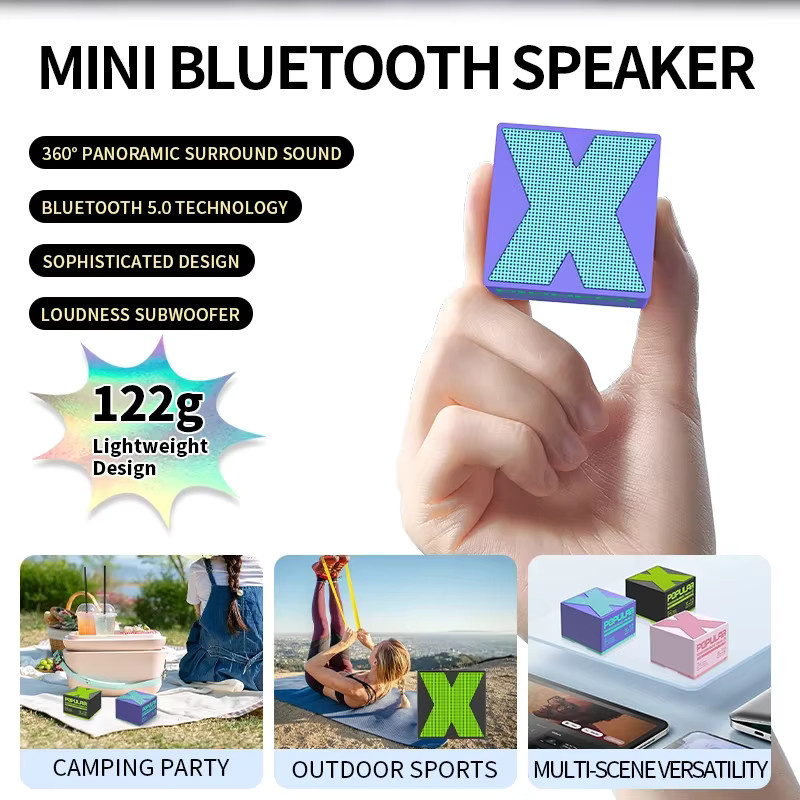Basix Mini-Bluetooth-Lautsprecher Tragbarer Kabelloser Stereo-Surround-Sound in Pink - Bild 2