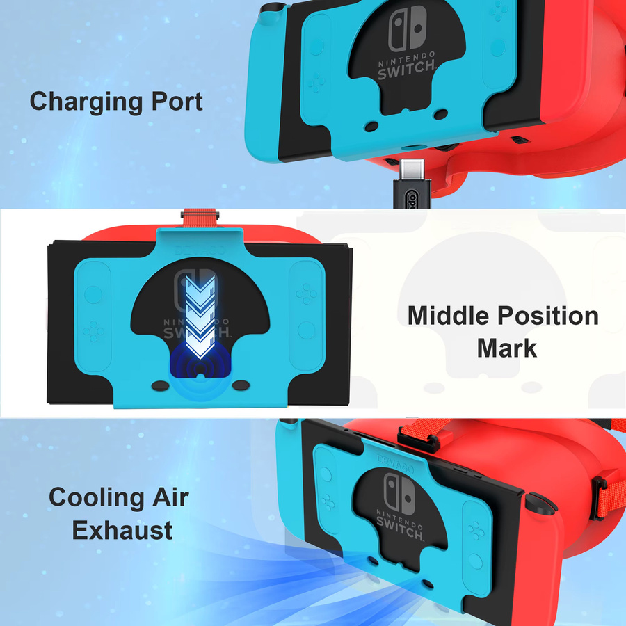 DEVASO VR-Headset für Nintendo Switch OLED 3D-Brille für virtuelle Realität und Filme mit verstellbaren großen Linsen in Rot - Bild 3