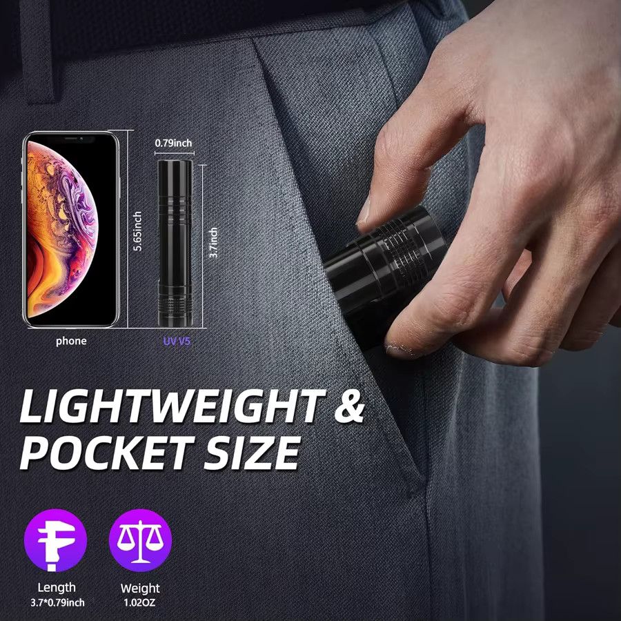 NEWBIRTH UV-Taschenlampe 395 nm Professionelles Schwarzlicht zur Erkennung von Urinflecken, Mineralien und Skorpionen sowie zur Nagelhärtung - Bild 5