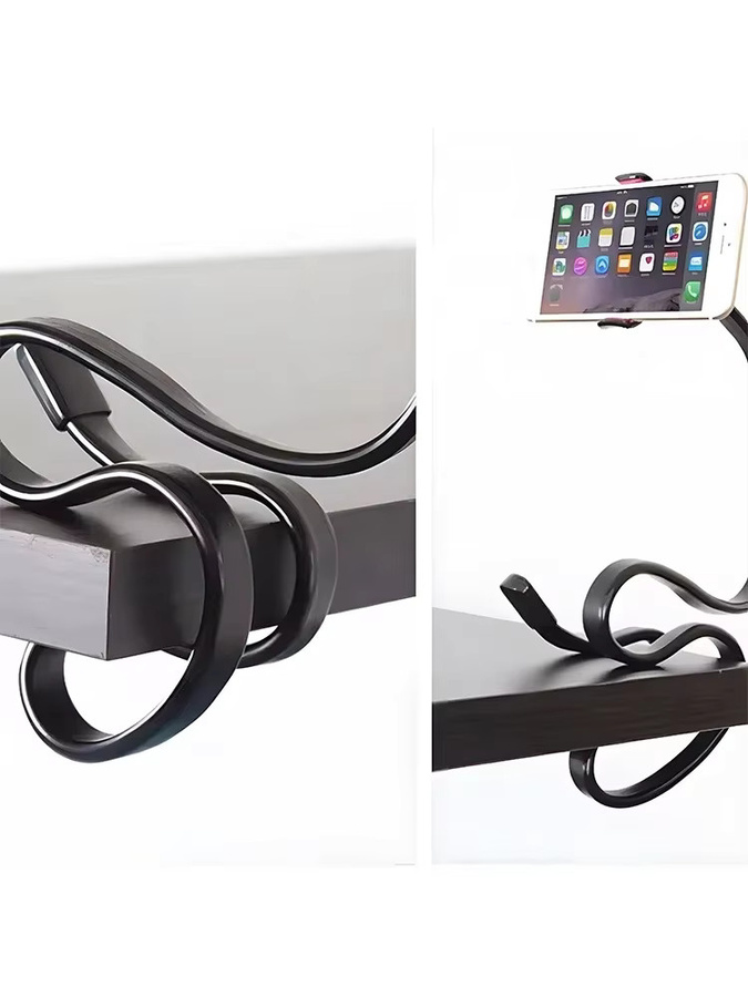 DATA FROG Universeller Flexibler Handyhalter mit Langem Arm und Clip für Bett, Schreibtisch, Büro und Fitnessraum in Schwarz oder Weiß - Bild 4
