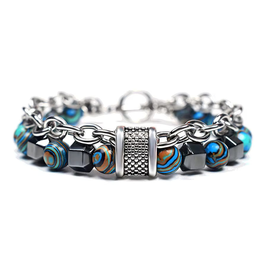 Elviragirl Perlenarmband Edelstahl, Malachit, Herren - Bild 2
