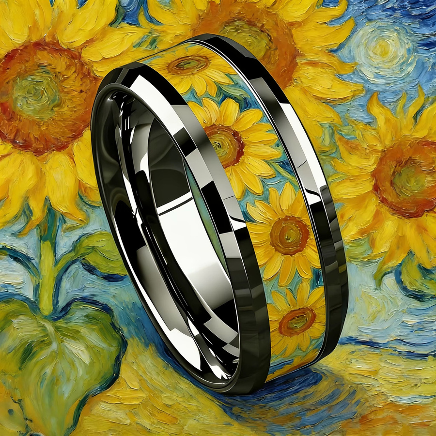 SUNFLOWERZHU Ring, Schwarz, Unisex, Verlobung - Bild 2