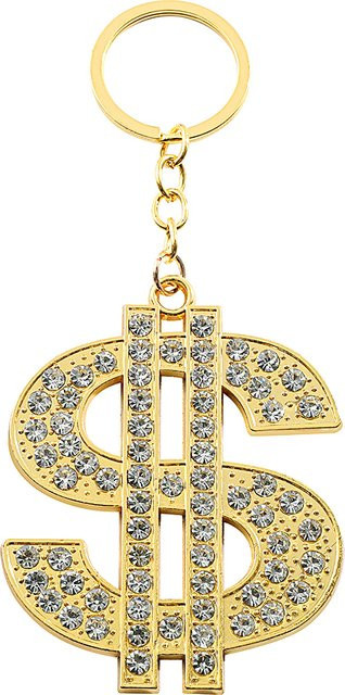 Bandai Anhänger US-Dollar-Geldzeichen, Messing, Gold, Zirkonia, Herren - Bild 1