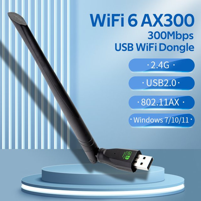 Fenvi WIFI 6 USB Dual Band Wireless Adapter mit 5dBi Antenne in Schwarz - Bild 1