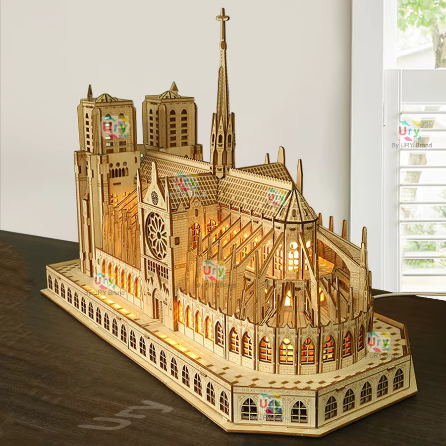3D-Holzpuzzle Notre Dame Kathedrale Gebäudehaus, mit Licht, ab 14 Jahre - Bild 3
