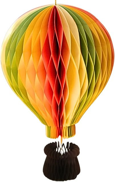 Dekohelden24 XXXL Dekoballon Heißluftballon aus Papier mit Korb in Bunt, H x B x T: 95 x 60 x 60 cm - Bild 1