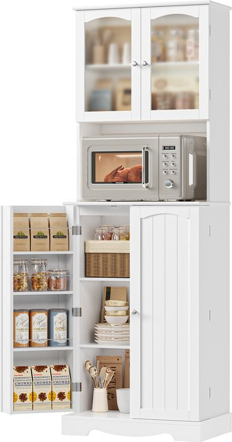 Getone Küchenschrank in Weiß Matt als Sideboard und Buffetschrank mit Mikrowellenregal und 8 Türablagen, Höhe: 181 cm - Bild 1
