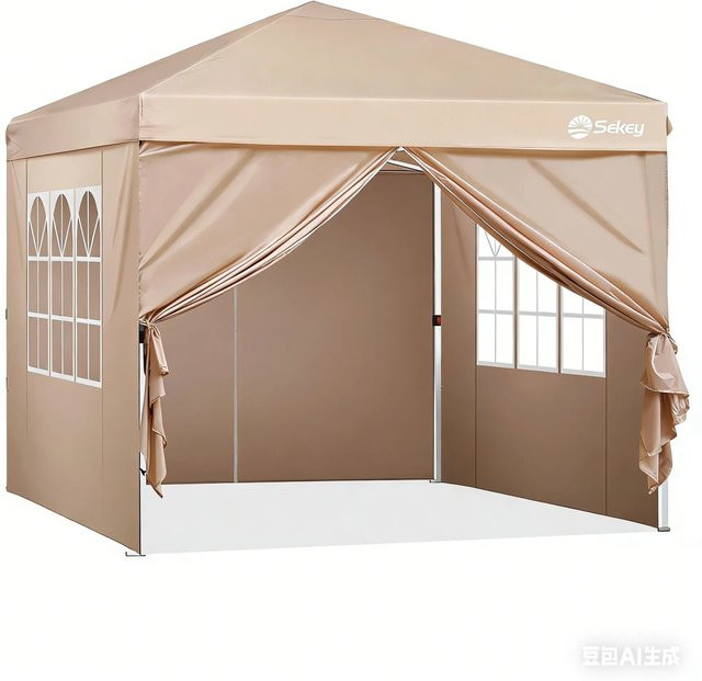 Sekey Faltpavillon mit 4 Seitenteilen, wasserdicht und winterfest, B/T/H: 300 x 300 x 240 cm, Farbe: Braun-taupe - Bild 1