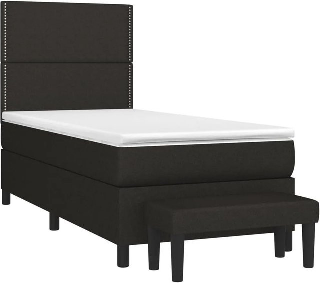 vidaXL Boxspringbett Hybrid mit Matratze und Bank in Schwarz, B/T/H: 90 x 200 x 118 cm - Bild 1