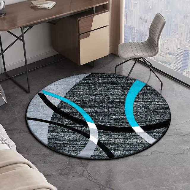 Runder Teppich mit geometrischem Design in Grau von HGHT, waschbar und rutschfest, Durchmesser: 160 cm - Bild 1