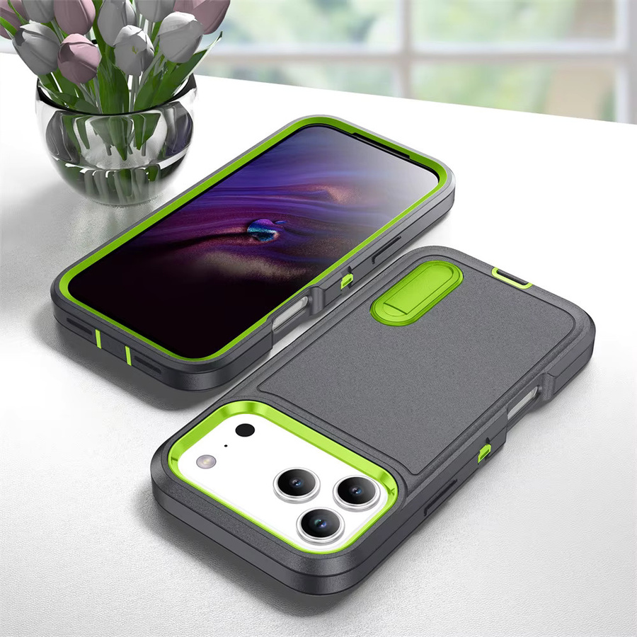Stoßfeste Handyhülle mit Ständer von szHAIyu für iPhone 17 Air 16E 15 14 Plus 13 12 11 Pro Max in Mint-Rose - Bild 2
