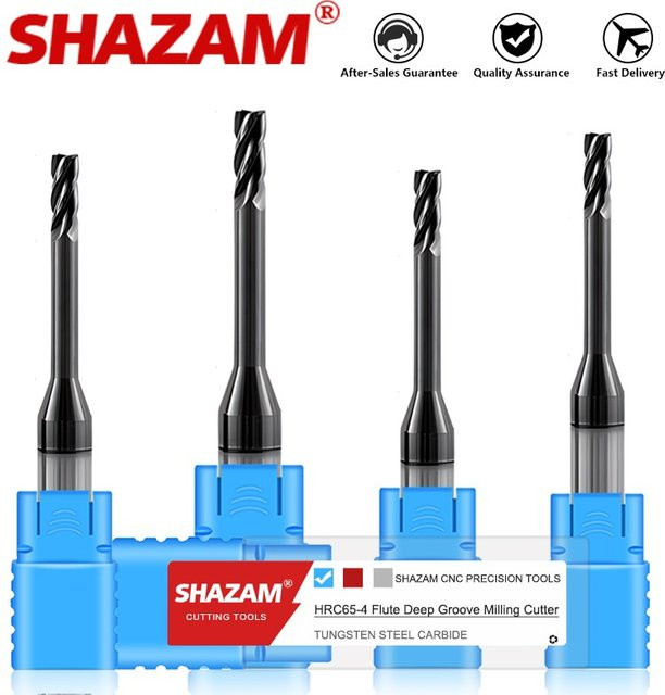 Shazam HRC65 4-Flöten-Rillenfräser aus Wolframstahl mit schwarzer Nano-Beschichtung für die CNC-Bearbeitung - Bild 1