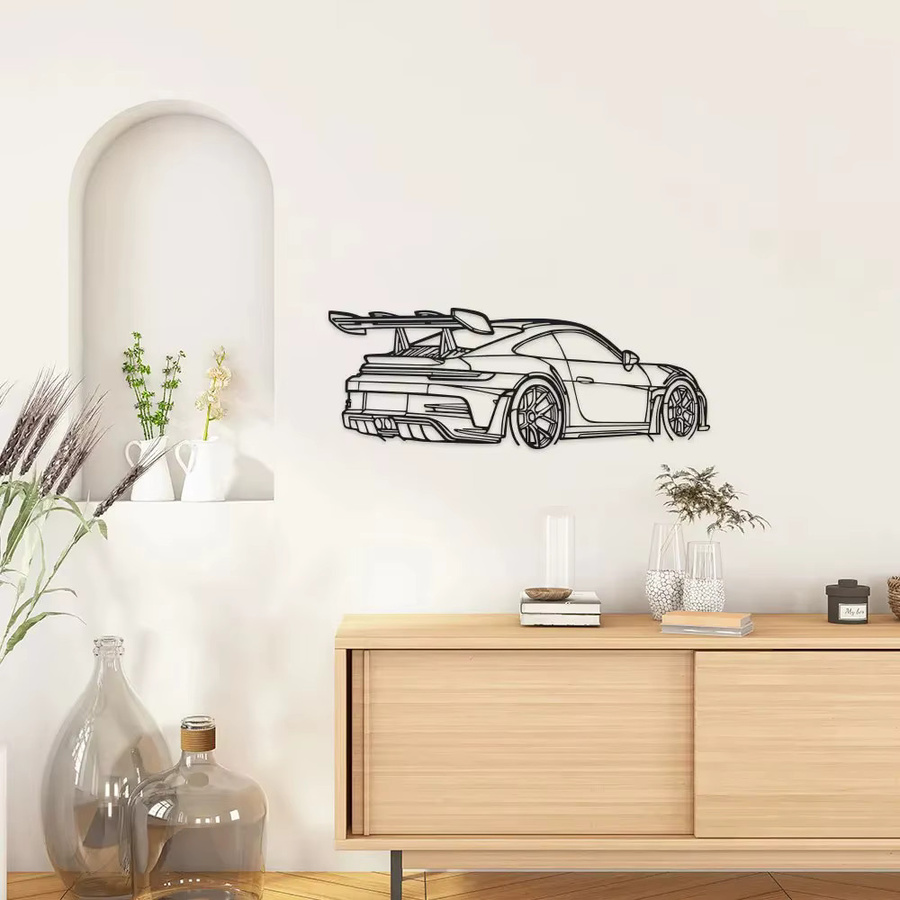 CIFBUY Metall-Auto-Wandkunst Skulptur in Schwarz für Heim- und Bürodekoration - Bild 3