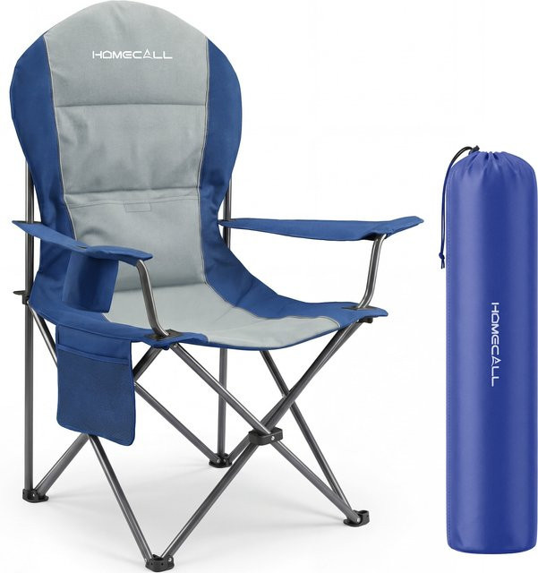 Homecall Campingstuhl Hochlehner marineblau mit Lendenwirbelstütze und Polsterung, faltbarer Klappstuhl für Garten und Balkon - Bild 1