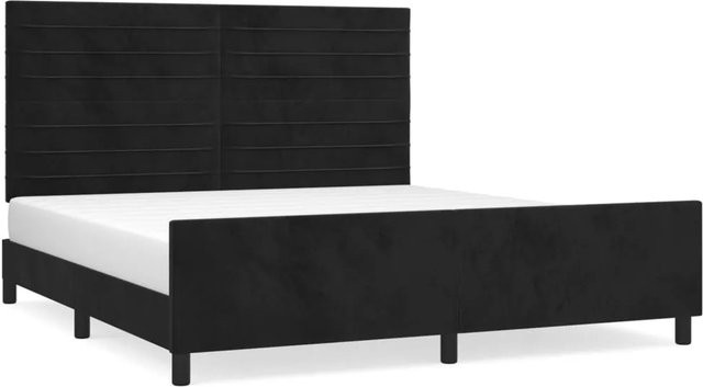 vidaXL Bettgestell mit Kopfteil in Schwarz aus Samt, B/T/H: 160 x 200 x 166 cm - Bild 1
