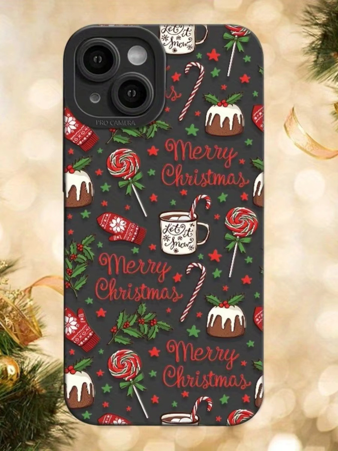 Handyhülle mit Weihnachten Süßigkeiten Muster aus TPU Frosted Anti-Drop für Apple iPhone 17 16 15 14 13 12 11 Pro Max Plus Mini XS XR X in Schwarz und Mehrfarbig - Bild 5