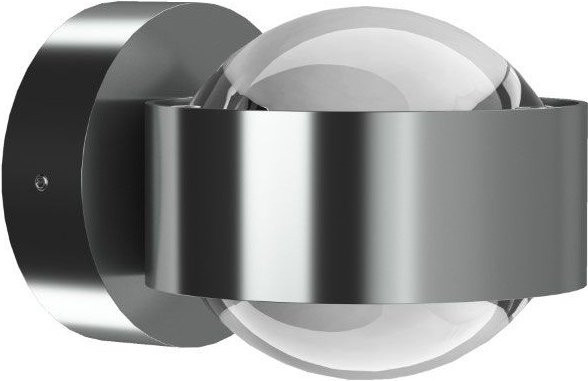 Top Light Puk Mini LED-Wandleuchte in Chrom matt mit klarer Glaslinse und warmweißem Licht (2700K) - Bild 1