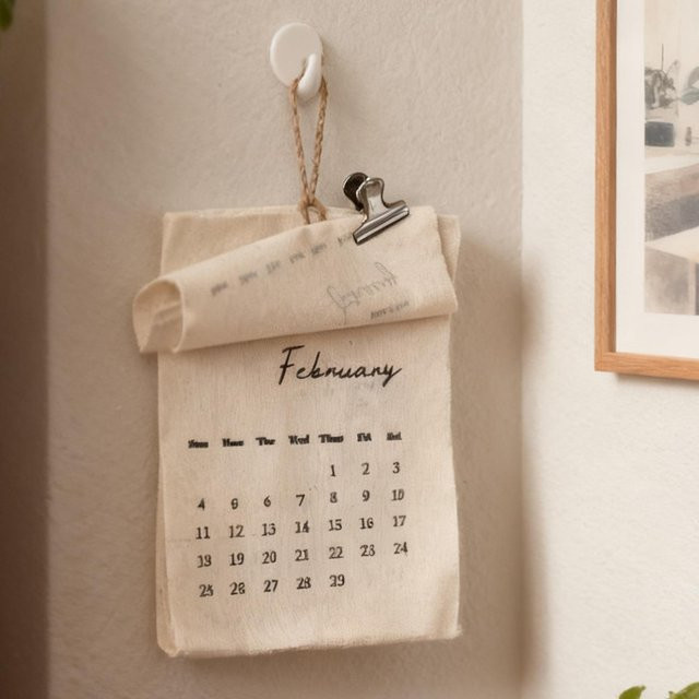 Textilkalender 2026 Wandplaner in Beige als Monatskalender für dein Zuhause - Bild 1