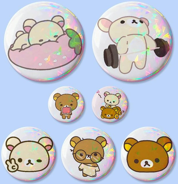 Brosche Rilakkuma, Runde Cosplay-Pins, Unisex - Bild 1