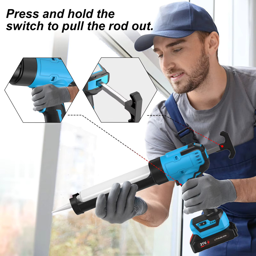 Elektrische Kartuschenpistole für Makita Akku mit 4/6 Geschwindigkeiten für Zement, Glas, Klebstoff und Dichtungen in Rot und Blau - Bild 5