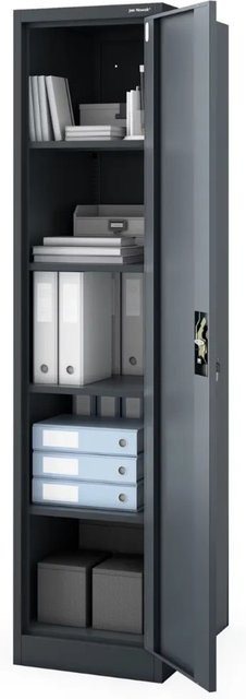 Jan Nowak ALEX Metallschrank Anthrazit mit 5 Ebenen und Schloss für Büro und Werkstatt H x B x T: 185 x 60 x 45 cm - Bild 1
