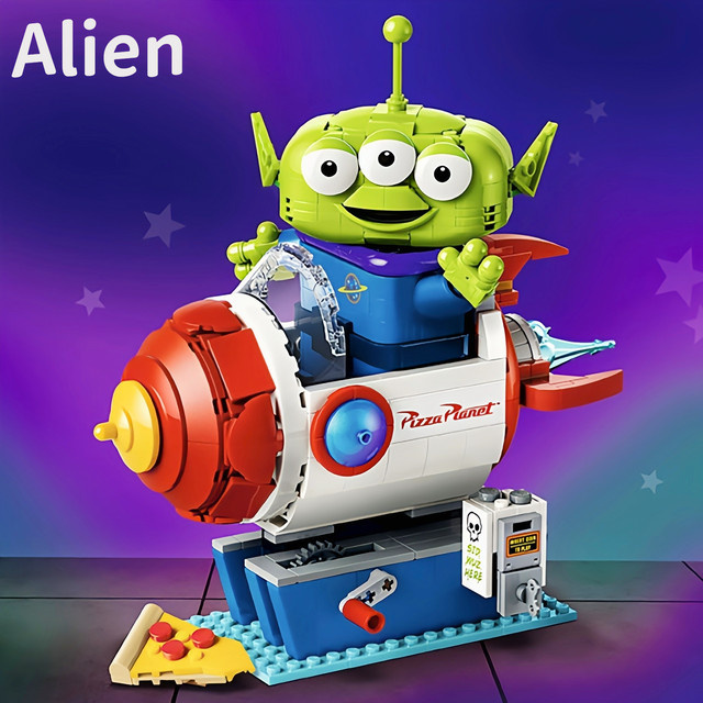 Potdemiel Toy Story Disney Alien mit Pizza Planet Raketenfahrt, Baustein-Modell, 570 Teile - Bild 1