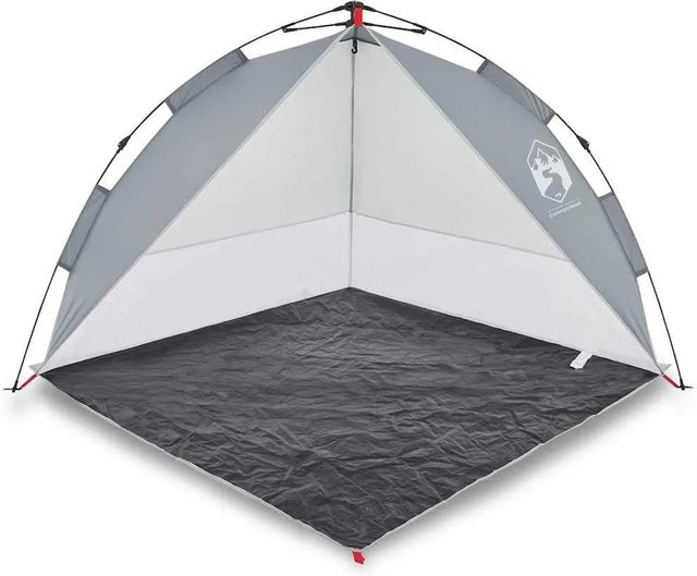 vidaXL Strandzelt Grau aus Polyester mit Quick Release System und wasserdichter Funktion, B/T/H: 200 x 115 x 200 cm - Bild 1