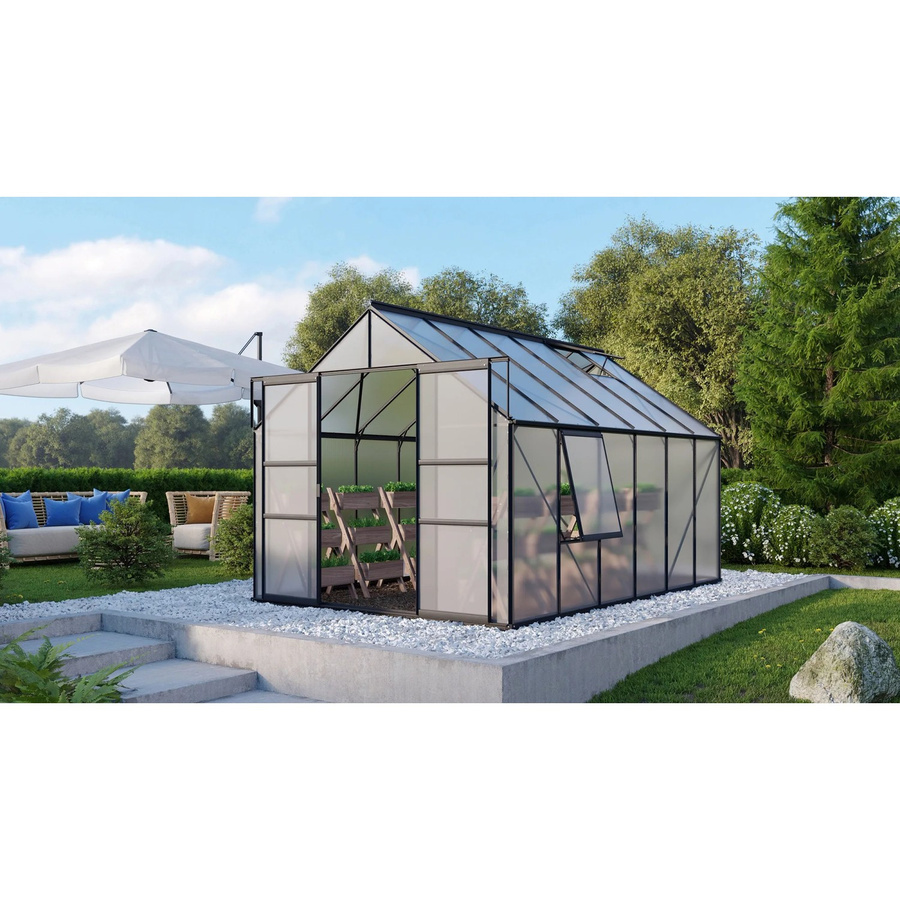 Vitavia Gewächshaus Meridian 9900 in Schwarz mit 9,9 m² Fläche, Aluminiumrahmen und Polycarbonat-Verglasung - Bild 3