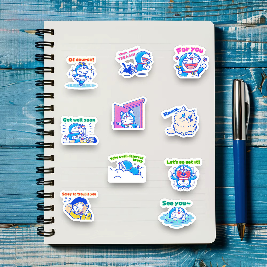40 Stück Doraemon Aufkleber Set mit bunten Cartoon-Motiven zur DIY-Dekoration für Schreibwaren, Wasserflaschen und Handyhüllen - Bild 3