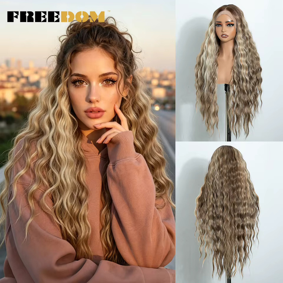 FREEDOM Lace-Front-Perücke, lockig, Ombre Braun Blond, Damen - Bild 2