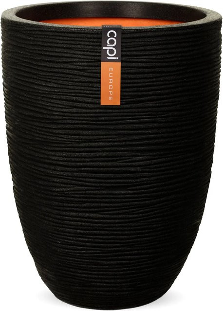 Capi Pflanztopf Nature Rib Elegant niedrig Riffel Schwarz Durchmesser: 36 cm, Höhe: 47 cm - Bild 1