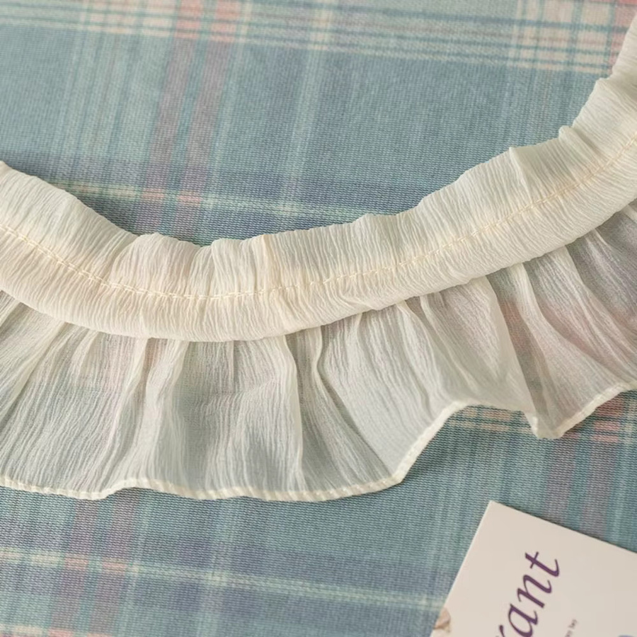 Schwarze Chiffon-Plissee-Spitzenborte mit Rüschen für DIY-Bastelbedarf, Breite: 9-12 cm, Länge: 2 Yards - Bild 3