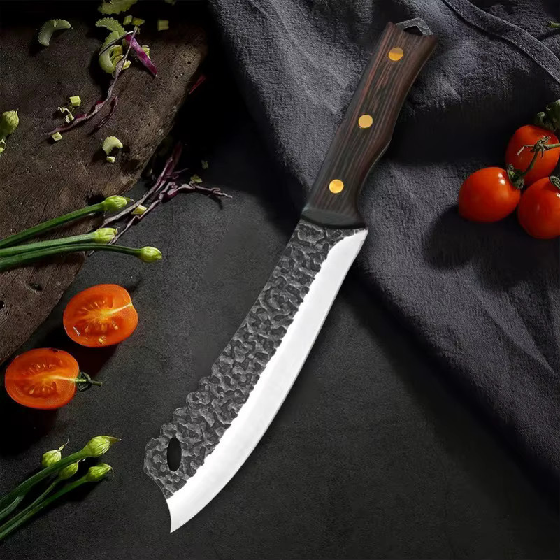 InLeung Chefmesser aus Edelstahl mit Holzgriff zum Schneiden von Fleisch, Obst und Gemüse - Bild 4