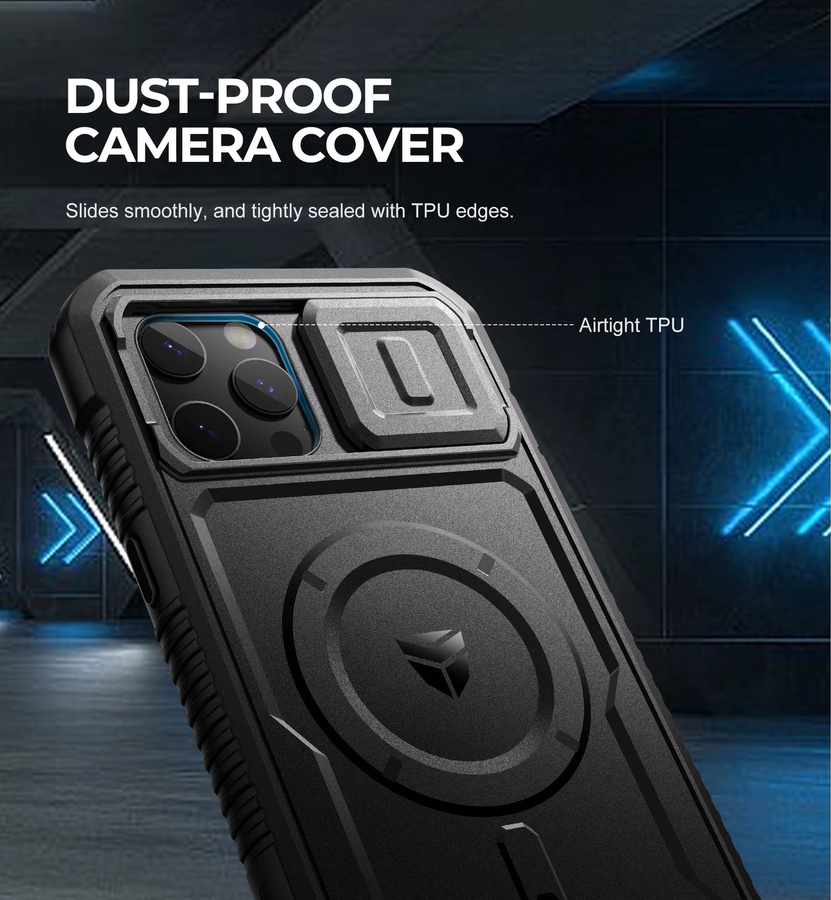 Dexnor Schutzhülle für iPhone 12 Pro Max mit 360-Grad-Schutz, stoßfester Hülle inklusive Kameraabdeckung und integriertem Displayschutz-Ständer in Schwarz oder Blau - Bild 4