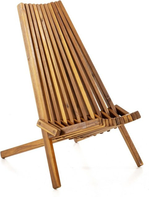 Klappbarer Holzliegestuhl aus Akazie von CHILLROI in Braun, B/T/H: 56 x 74 x 85 cm - Bild 1