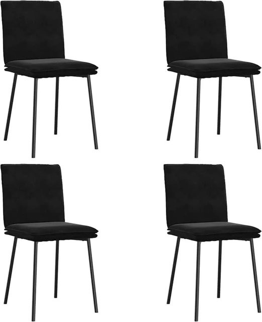 DELUKE Esszimmerstühle VERA 4er Set Polsterstühle aus Samt in Schwarz - Bild 1