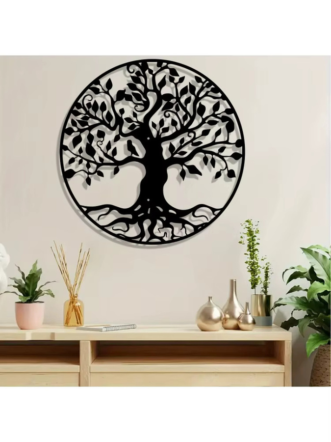 CIFBUY Wandkunst Lebensbaum mit Vögeln aus Metall in Schwarz als wetterfeste Metalldekoration für die Wandmontage - Bild 5
