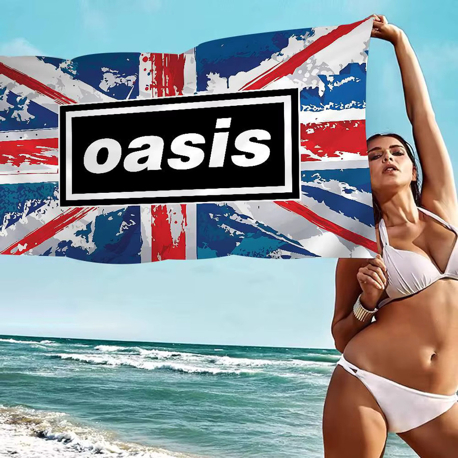 Potdemiel Mikrofaser-Strandtuch Rock Band O-Oasis in Multicolour, saugfähig und schnell trocknend für Yoga, Schwimmen oder Reisen - Bild 4