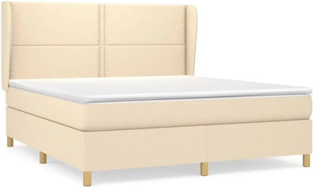 vidaXL Boxspringbett Hybrid mit Matratze und Taschenfederkern in Beige, B/T: 180 x 200 cm - Bild 1